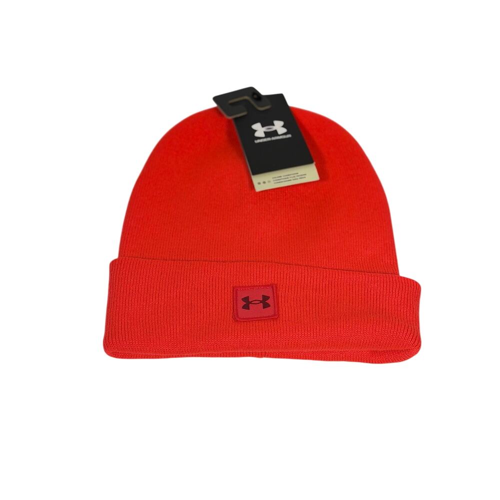Under Armour Red Cuffed Knit Beanie Unisex One Size NWT - Picture 2 of 5